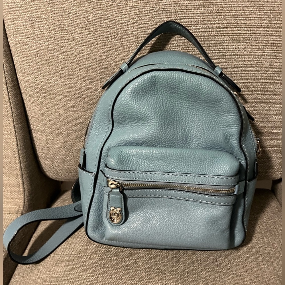 Coach pebbled leather light blue backpack